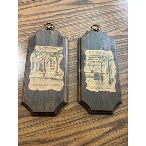 Set of two wooden plaques depicting Underground Atlanta vintage